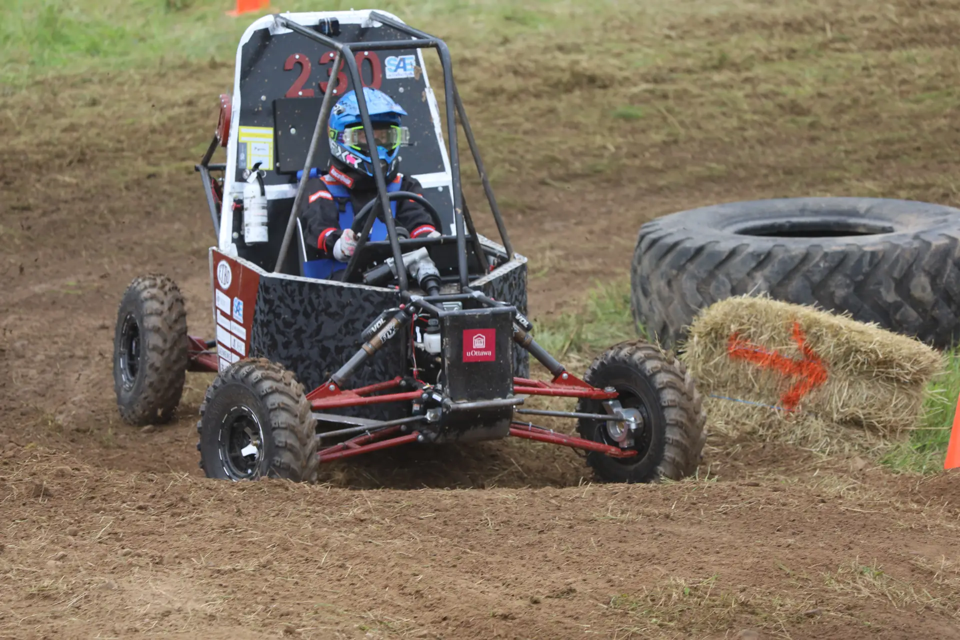 Car cornering hard with the suspension loaded